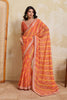 Orange Georgette Saree with Golden Embroidered Border Designer Blouse 