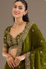 Olive Green Silk Saree with Heavy Zari Embroidered Border Designer Blouse