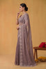 Lavender Organza Silk Saree Floral Embroidered Border Designer Blouse