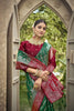 Green Banarasi Silk Saree Red Zari Border Traditional Saree