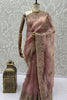 Dusty Pink Organza Silk Saree with Heavy Embroidery Designer Border