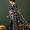 Black Embroidered Net Saree with Designer Border Party Wear Saree