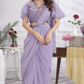 Elegant Lavender Designer Saree with Embroidered Blouse