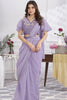 Elegant Lavender Designer Saree with Embroidered Blouse