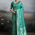Green Banarasi Silk Saree with Rich Gold Zari Weaving Traditional Motifs