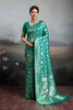 Green Banarasi Silk Saree with Rich Gold Zari Weaving Traditional Motifs