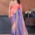 Pink Lavender Embroidered Organza Silk Saree Designer Border