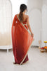 Wine Red Organza Silk Saree Designer Gold Lace Border Matching Blouse