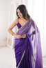 Purple Organza Silk Saree with Designer Golden Lace Border