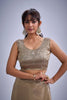 Golden Beige Silk Saree with Zari Embroidery Designer Blouse