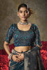 Teal Blue Banarasi Silk Saree Heavy Gold Zari Weaving Embroidered Blouse
