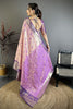 Pink Purple Kanjivaram Silk Saree Traditional Zari Woven Saree