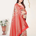 Red and Beige Banarasi Silk Saree with Rich Zari Woven Design