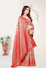 Red and Beige Banarasi Silk Saree with Rich Zari Woven Design