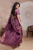 Wine Purple Silk Saree Golden Zari Embroidery Border Matching Blouse
