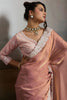 Peach Silk Saree with Designer White Lace Border Party Wear