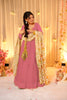 Lovely Pink Teby Silk Gown with Floral Printed Dupatta for Women