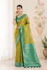 Graceful Lime Green Pashmina Silk Saree Zari Work for Women