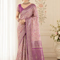 Premium Purple Pashmina Silk Saree Zari Work for Women