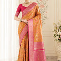 Adorable Orange Pashmina Silk Saree Zari Work for Women