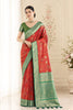 Vibrant Red Pashmina Silk Saree Zari Work for Women