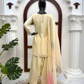 Elegant Cream Heavy Reyon Thread Sequin Work Patiala Suit Dupatta for Women