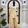 Elegant Cream Heavy Reyon Thread Sequin Work Patiala Suit Dupatta for Women