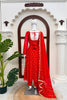 Graceful Red Chinon Anarkali Suit Thread Sequence Work Dupatta