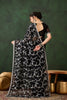 Black Embroidered Net Saree with Designer Border Party Wear Saree