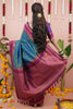 Teal Green Silk Saree Magenta Pink Woven Border Traditional Design