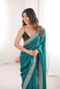 Teal Green Organza Saree with Designer Embroidered Border