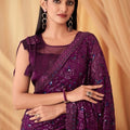 Elegant Purple Designer Saree Reception Saree