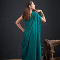 Teal Green Embroidered Silk Saree with Designer Blouse