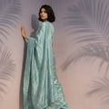 Sea Green Silk Saree with Embroidered Border Designer Blouse