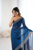 Designer Navy Blue Georgette Saree Heavy Border Party  Wear