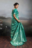 Green Banarasi Silk Saree with Rich Gold Zari Weaving Traditional Motifs