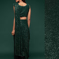 Dark Green Full Sequin Party Wear Saree with Designer Blouse