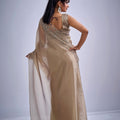 Golden Beige Silk Saree with Zari Embroidery Designer Blouse