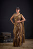 Coffee Brown Tissue Silk Saree with Gold Zari Polka Butti Work