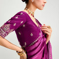 Pink Magenta Ombre Organza Saree with Designer Blouse