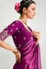 Pink Magenta Ombre Organza Saree with Designer Blouse
