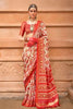 Traditional Red Printed Silk Saree with Ethnic Designer Border