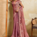 Dusty Pink Designer Saree Embroidery Sequin Georgette Saree
