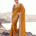 Designer Beige Silk Saree with Heavy Matching Blouse