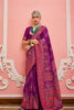 Luxury Purple Patola Silk Saree With Traditional Bandhej And Contrast Border 