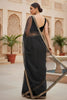 Black Organza Saree Designer Embroidered Border Sleeveless Blouse