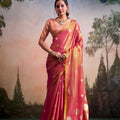 Rani Pink Silk Saree with Golden Zari Polka Dot Weaving Designer Saree