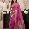 Pink Silk Saree with Golden Zari Border Designer Saree
