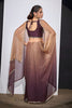 Wine Brown Copper Dual Tone Saree with Designer Border