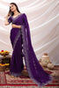 Designer Purple Georgette Saree Heavy Embroidered Border Blouse